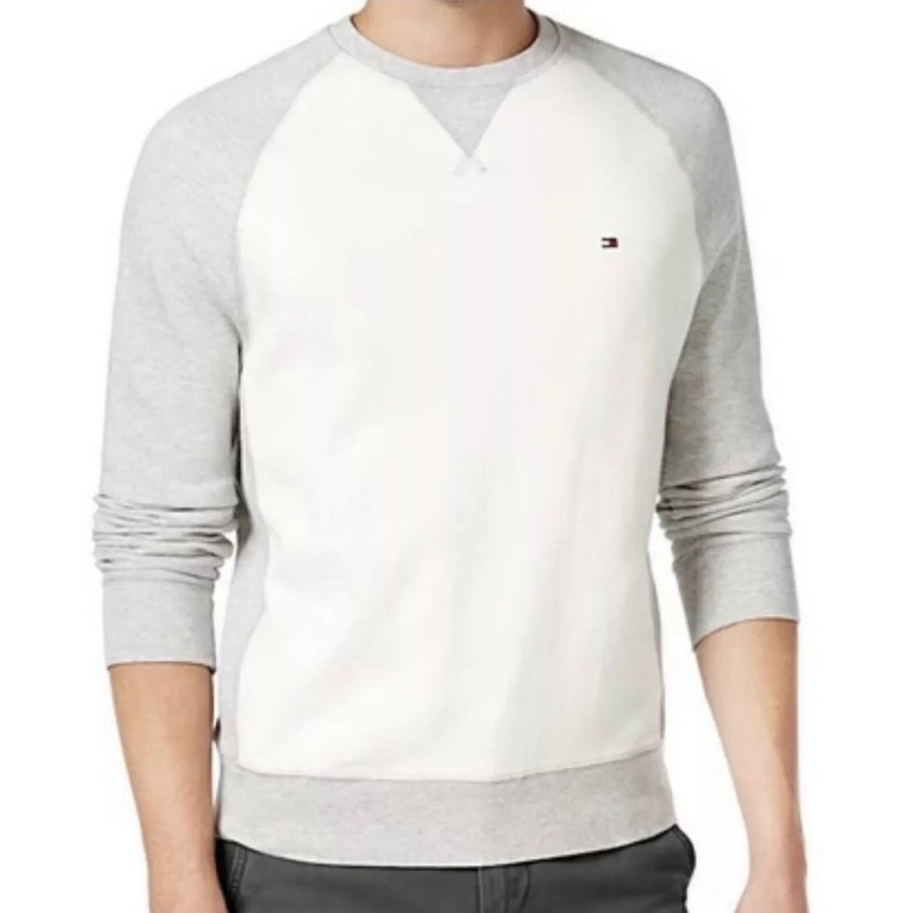 🎉HP🎉NWOT Tommy Hilfiger Crewneck Pullover Sweatshirt White/Gray Size Men's XXL - Picture 3 of 12